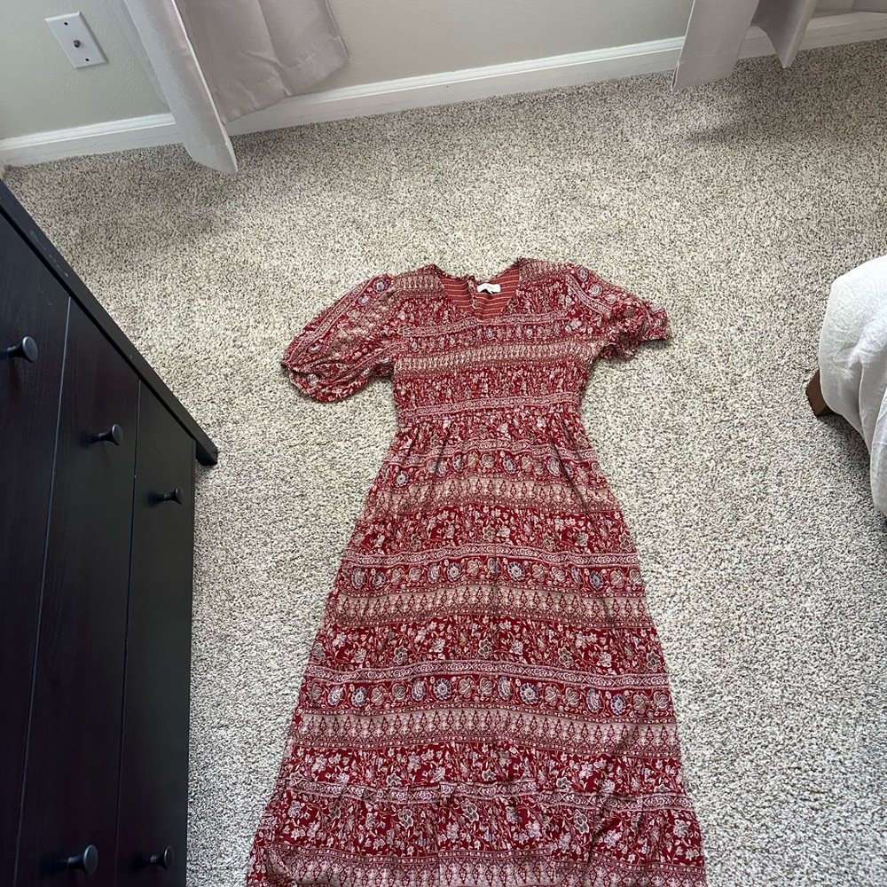 Bohme Red and White Puff Sleeve Sundress